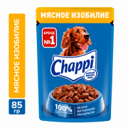 Пауч Chappi для взрослых собак, мясное изобилие, 85 г
