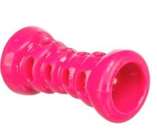 Игрушка Трубочка для собак, резина, розовая, 9 см