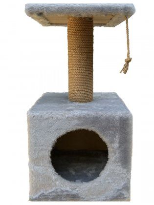 Домик-когтеточка Kogti для кошек многоуровневый, голубой, Кубик, 32х32х33 см