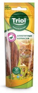 Аппетитные колбаски Triol для кошек из утки с лососем, 40 г