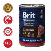 Консерва Brit, для взрослых собак всех пород, с говядиной, Premium by Nature, 410 г