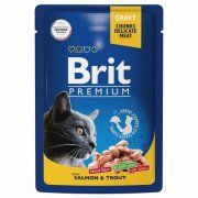 Пауч Brit Premium для кошек, с лососем и форелью, 85 г