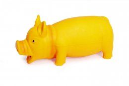 Игрушка Свинья желтая из латекса с пищалкой для собак, 23 см