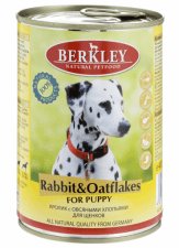 Консервы Berkley для щенков, Кролик с овсяными хлопьями, 400 г