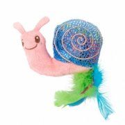 Игрушка Улитка плюшевая с кошачьей мятой и перышками для кошек, розовая, 18 см