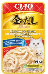 Пауч INABA ЧАО КИННОДАШИ Доп рацион для кошек, Куриное филе, морской гребешок, 60 г