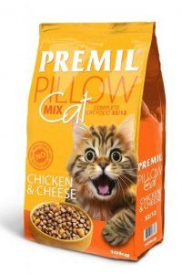 Корм Premil для привередливых взрослых кошек, цыпленок и сыр, Pillow mix, 10 кг