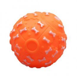 Игрушка Мяч Бум косточек с пищалкой для собак, оранжевый, 7,5 см