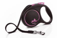 Рулетка Flexi Black Design M ременная, розовая, 5 м