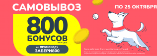 800 бонусов на самовывоз 6-25 октября 2025!