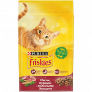 Корм FRISKIES для взрослых кошек, с мясом, курицей и полезными овощами, 10 кг