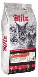 Корм Blitz, для взрослых кошек, со вкусом домашней птицы, Adult Cats Poultry, 10 кг